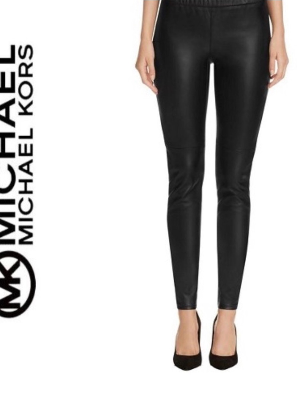 MICHAEL Michael Kors Black Faux-Leather Skinny Pants